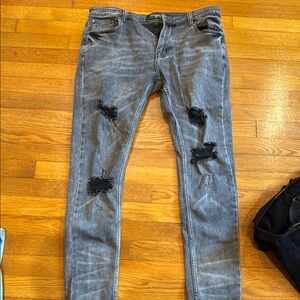 Men's Distressed Gray Jeans
